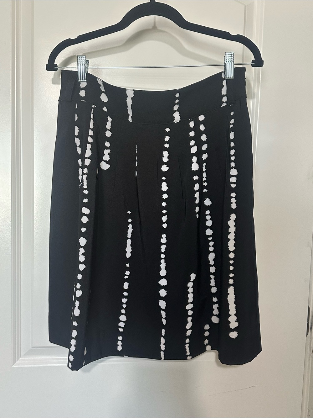 Worthington Black Midi Skirt with White Vertical Dot Print with Pockets